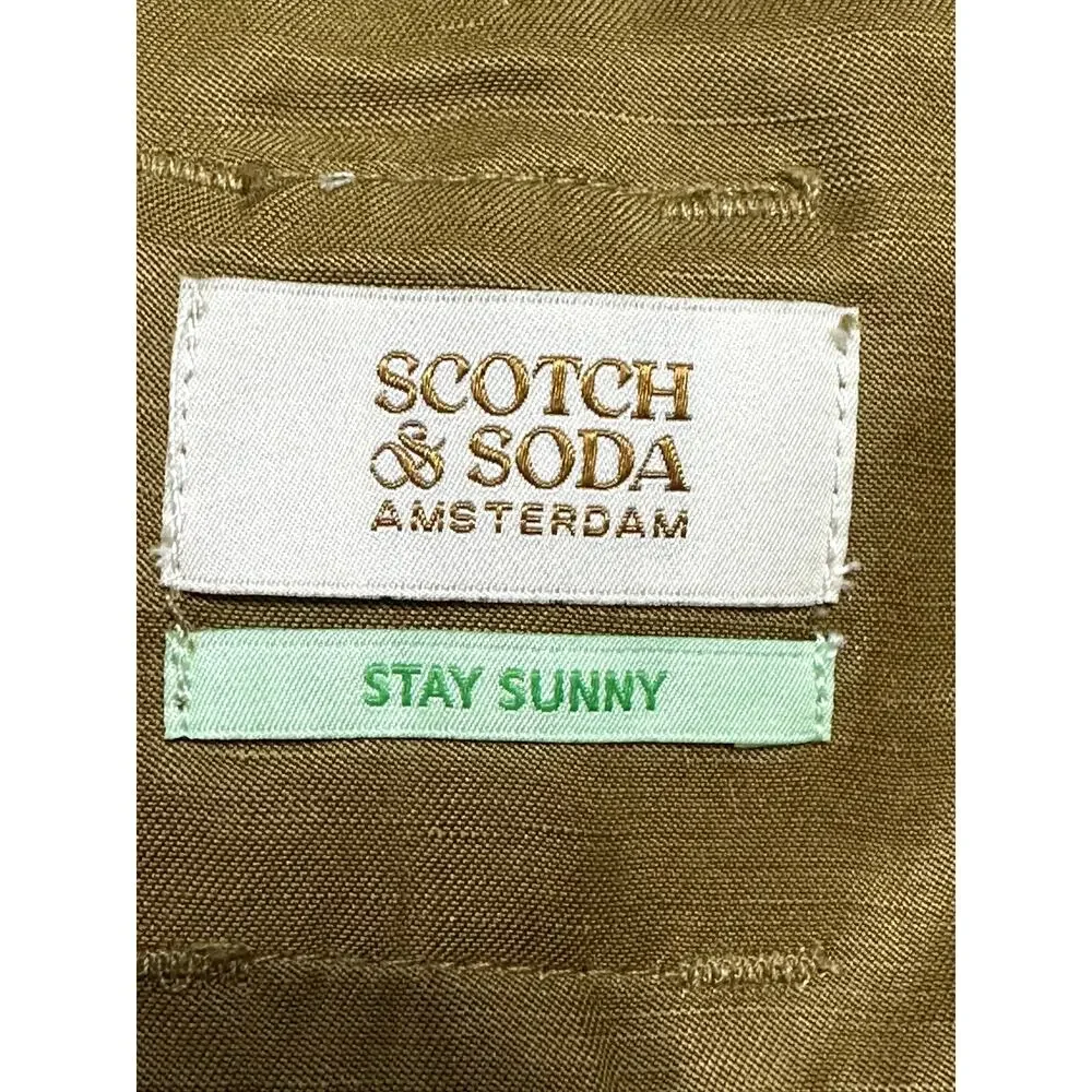 Scotch & Soda High Rise Short Belted Waist Side Pocket Linen Blend Brown XS NWOT